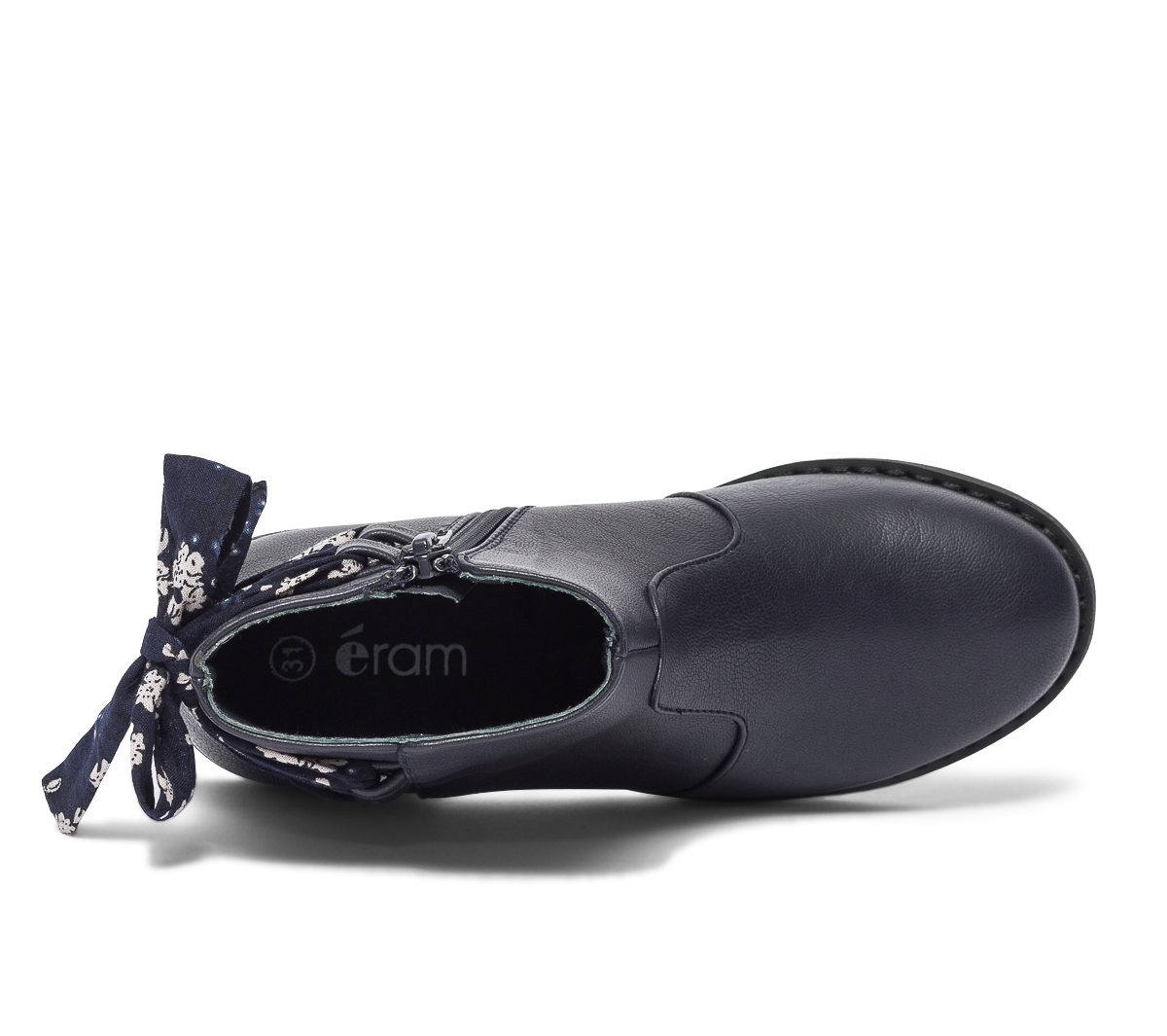 Boots marine avec ruban imprimé