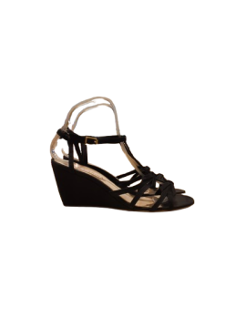 Sandale compensée cuir noir SANMARINA T38 de seconde main