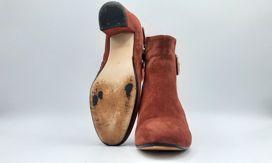 Bottines terra cota en cuir nubuck de seconde main
