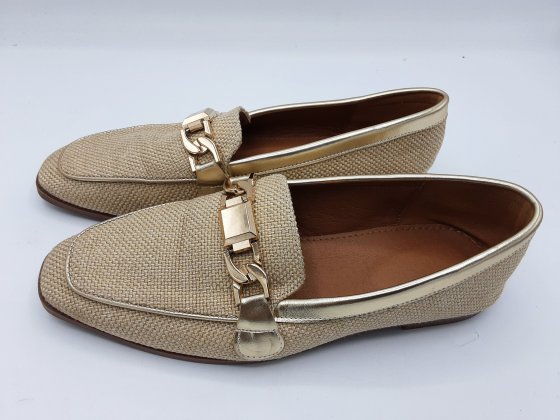 mocassin beige et doré de seconde main