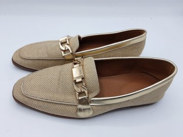 mocassin beige et doré de seconde main