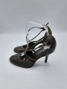 BALLERINE A TALON EN PYTHON MARRON SAN MARINA DE SECONDE MAIN