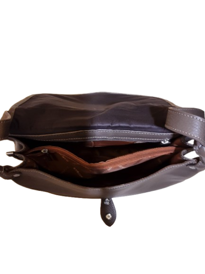Sac bandoulière taupe en cuir RITELLE de seconde main