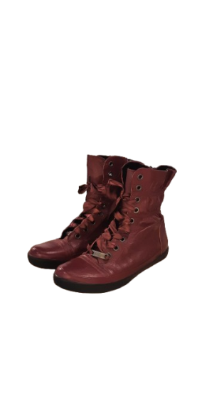 Bottine plate a lacets bordeaux