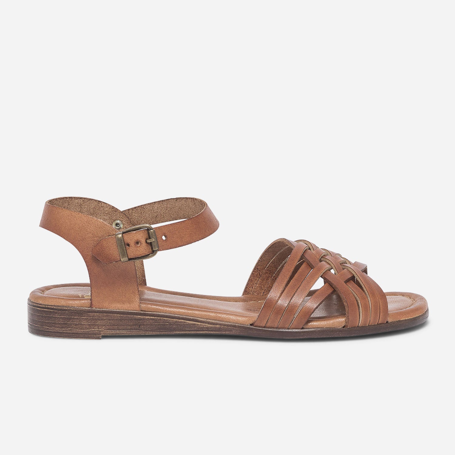 Sandale cognac en cuir