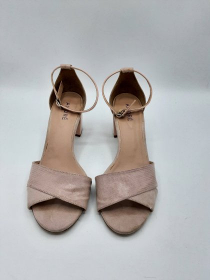 SANDALES TALON ANDRE ROSE POUDRE CUIR VELOURS DE SECONDE MAIN