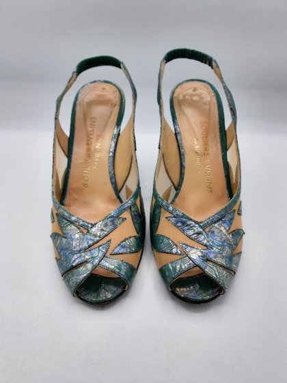 Sandales  à talons SOULIERS EVELINS verts de seconde main