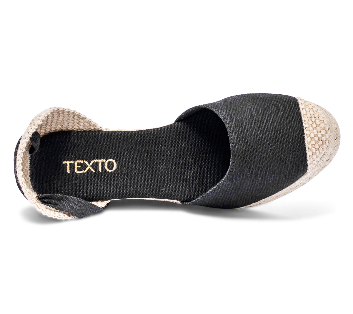 Espadrille compensée noire en toile