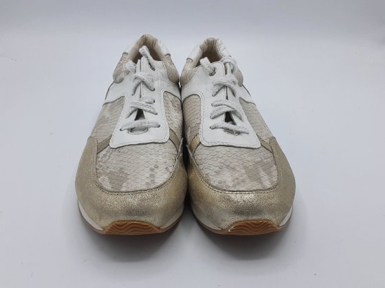 Basket karston effet python doré et blanc en 37