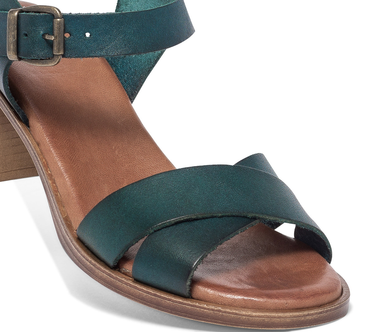 Sandale verte en cuir