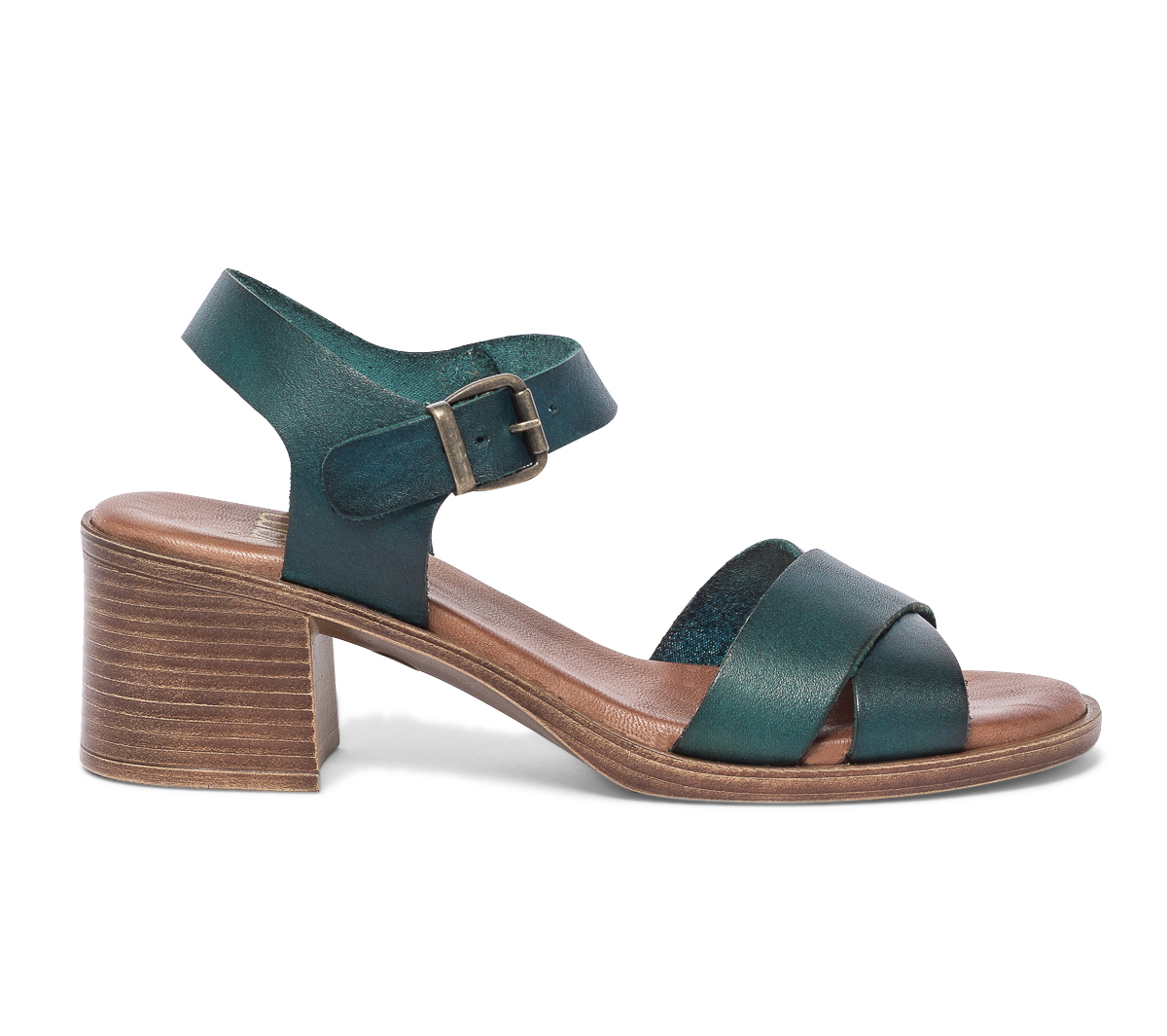 Sandale verte en cuir