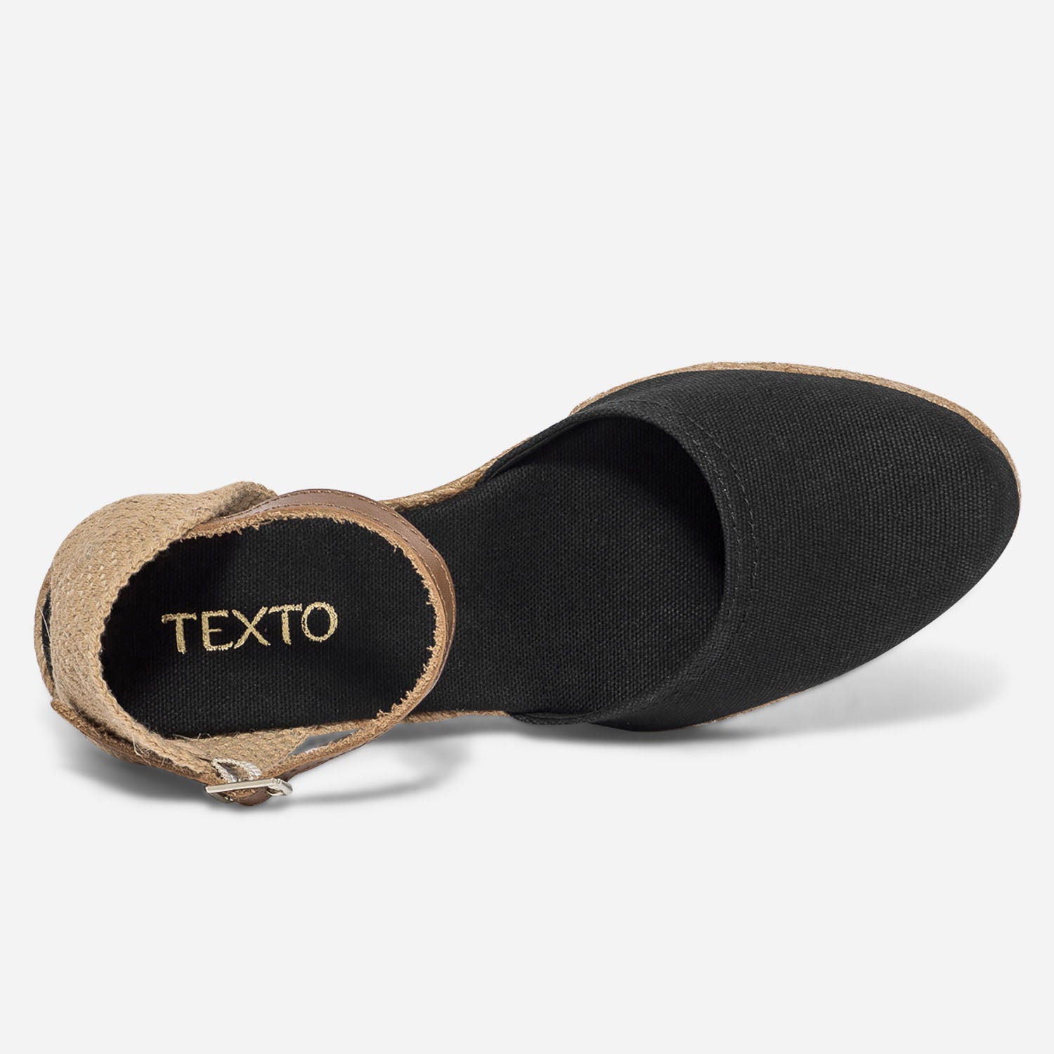 Espadrille compensée noire en toile