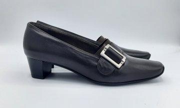 Mocassins à talon en cuir marron de seconde main