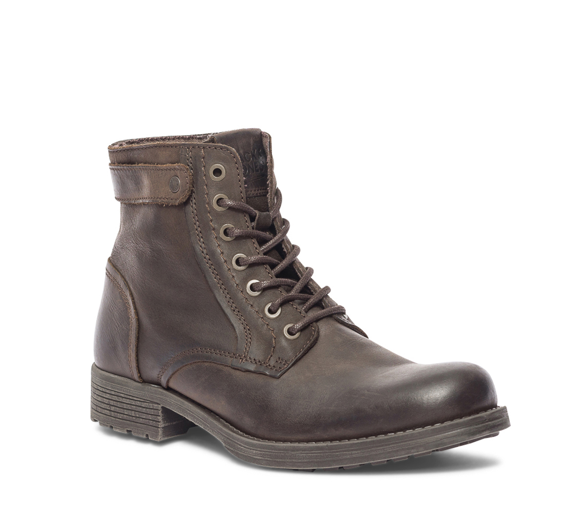 Boots JACK & JONES marron foncé en cuir
