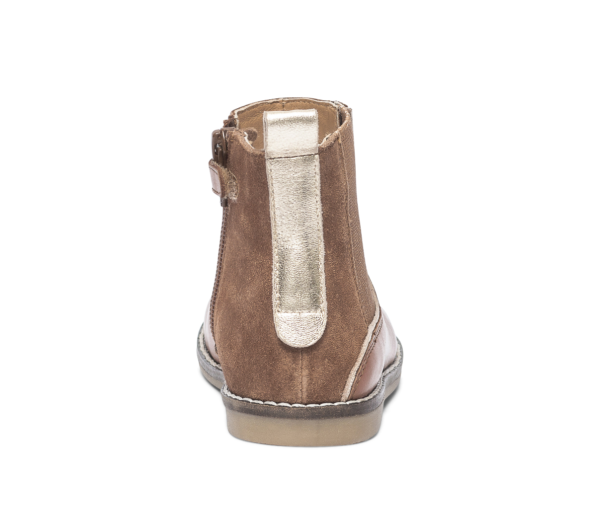 Chelsea boots camel et or en cuir