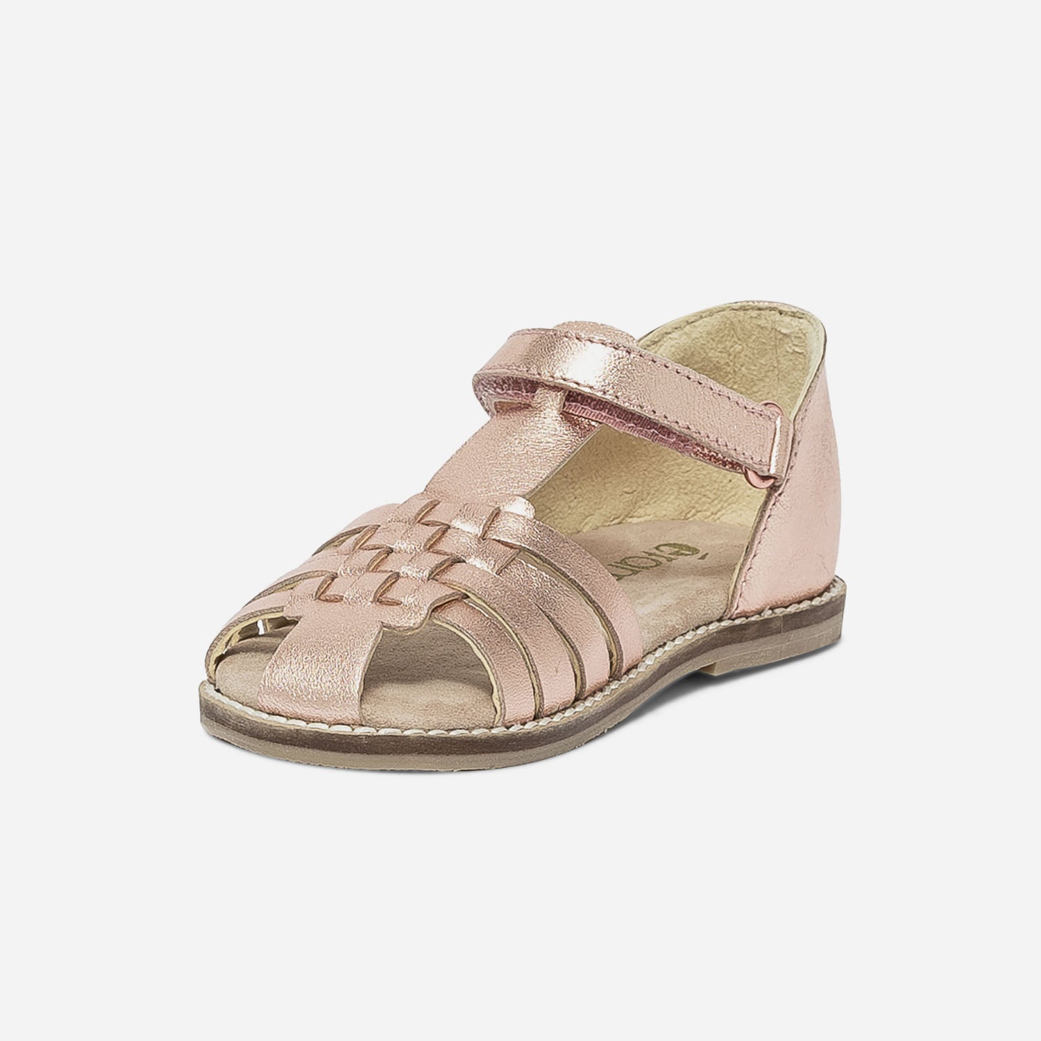 Sandale rose cuivré à bout fermé en cuir
