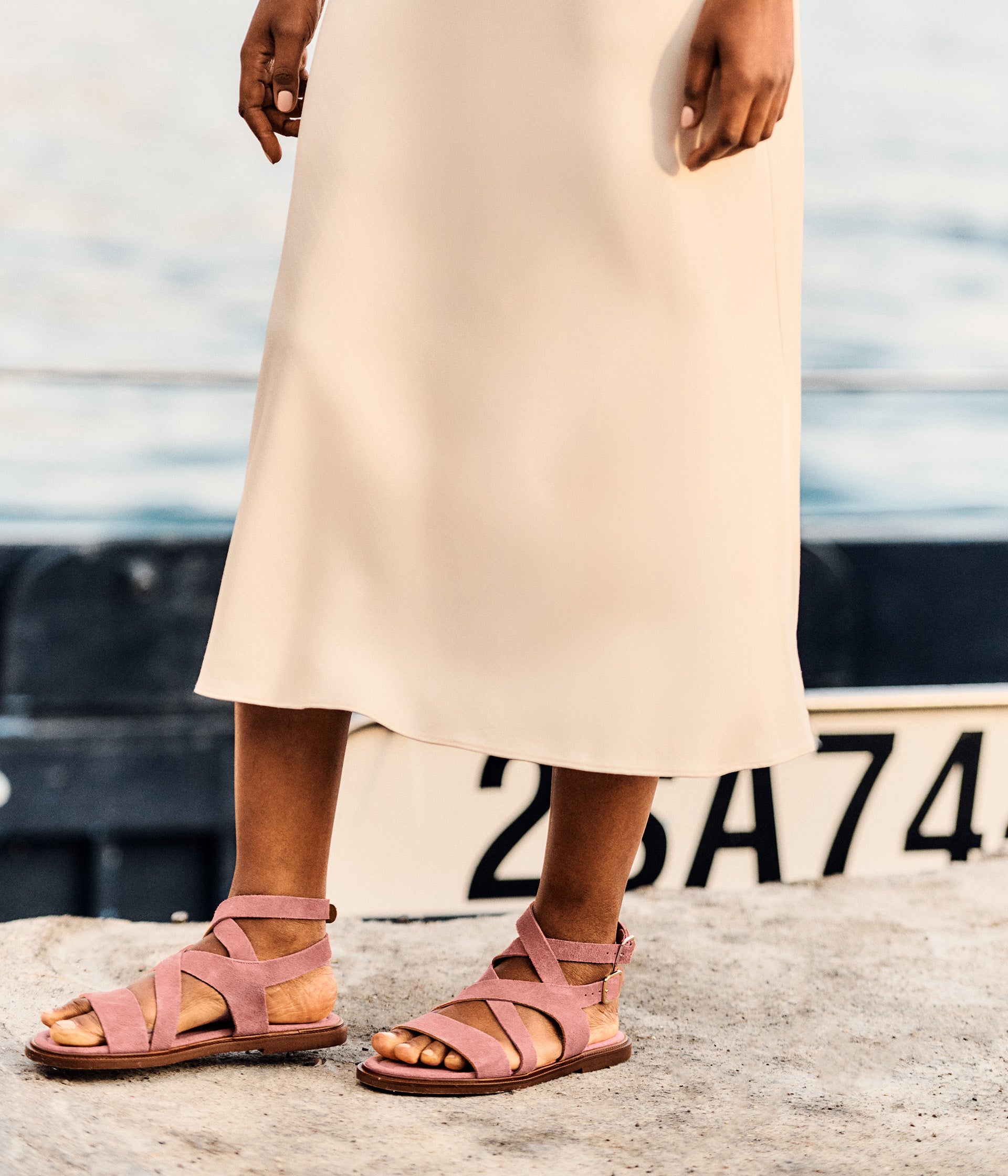 SANDALE PLATE GISLA VIEUX ROSE