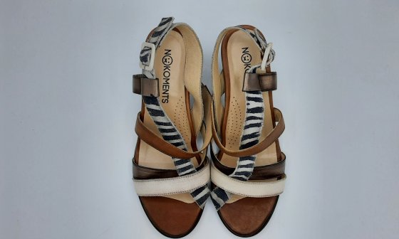 Sandales à talon marron et motif zèbre de seconde main