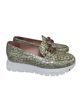 Mocassins vert motif croco maxi bijoux -WONDERS- T37 de seconde main