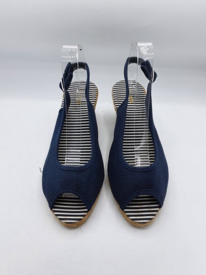 Sandales compensées TEX marine de seconde main