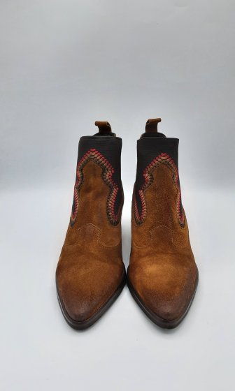 Bottines santiags Emanuelle Crasto marron de seconde main