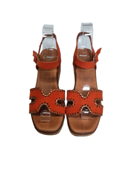 SANDALES COMPENSEE CUIR NUBUCK TERACOTTA - ERAM T.37 DE SECONDE MAIN