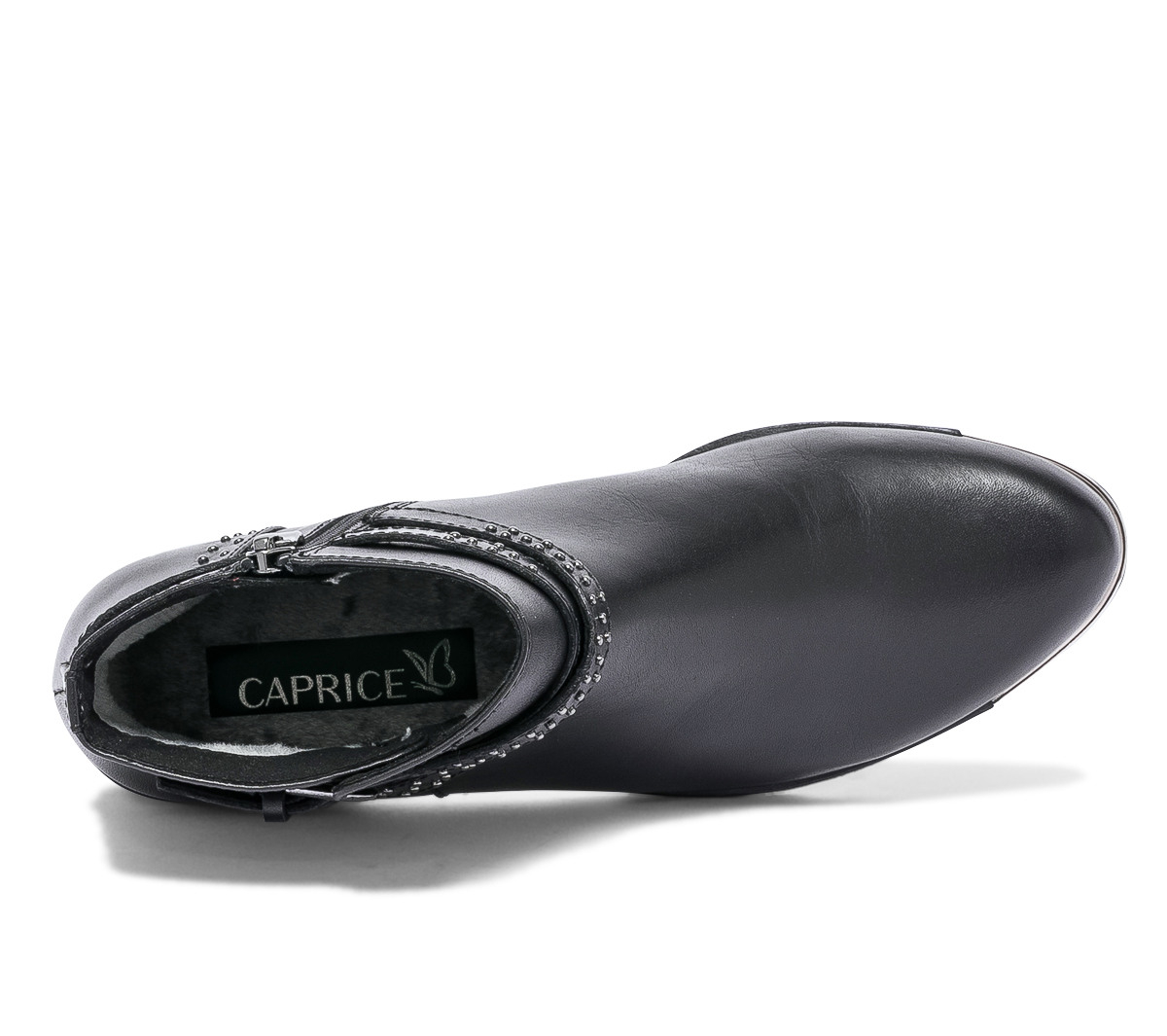 Boots CAPRICE noir en cuir à brides cloutées