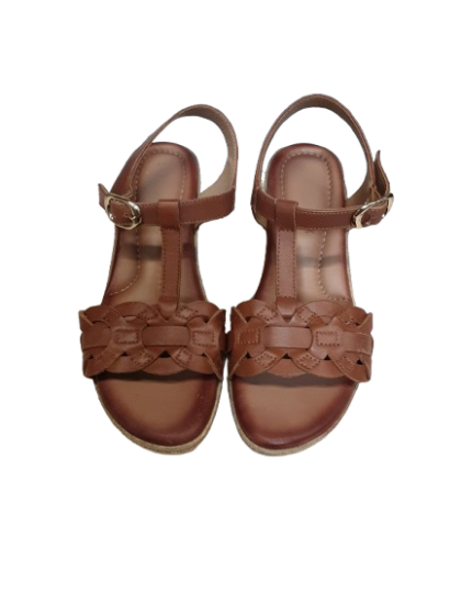 SANDALES SALOME COMPENSEES MARRON T.37 DE SECONDEMAIN