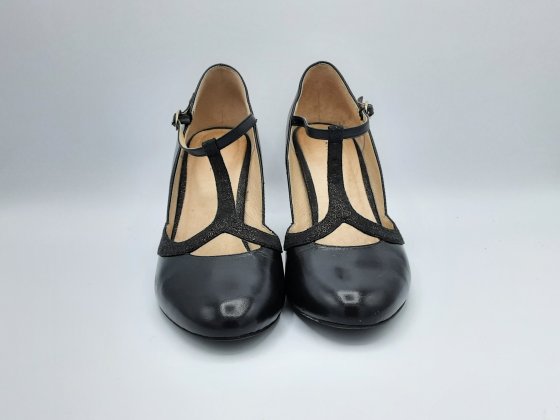 Escarpin style salomé cuir noir ANDRE T40 de seconde main