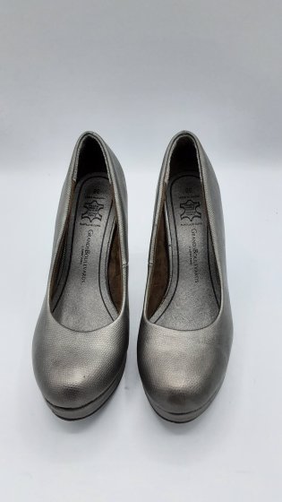 BALLERINE TALON CUIR GRIS FONCE GRANDS BOULEVARDS DE SECONDE MAIN