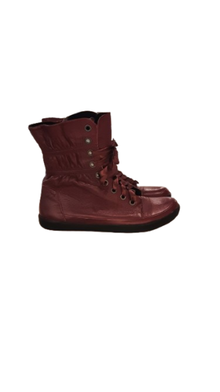 Bottine plate a lacets bordeaux