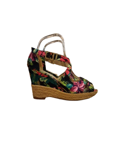 Sandale compensée fleuri multicolore LAUREANA T38 de seconde main
