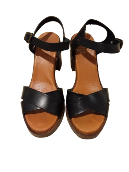 Sandales à talon en cuir noir ERAM T37 de seconde main