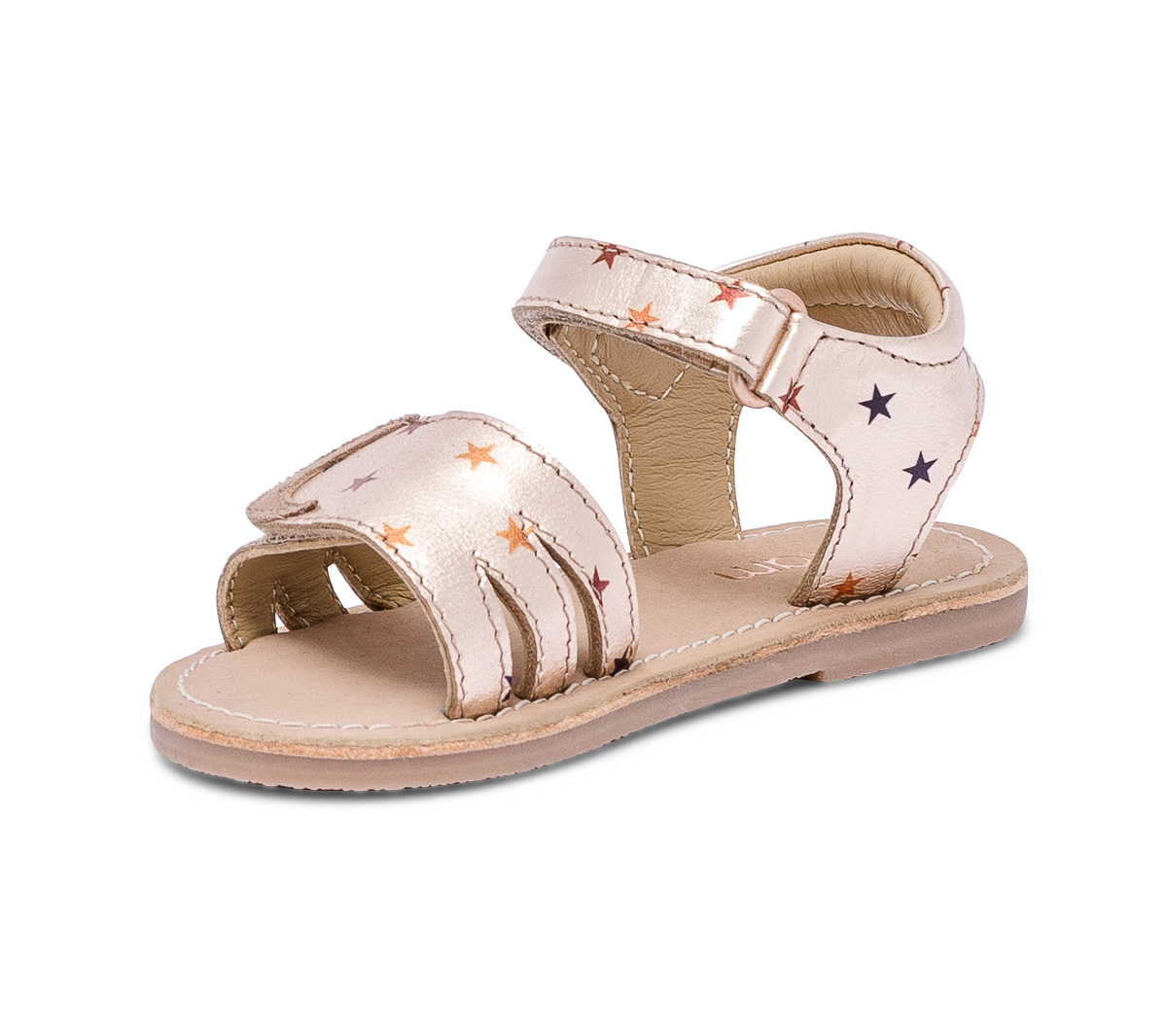 Sandale rose cuivré à étoiles à scratchs