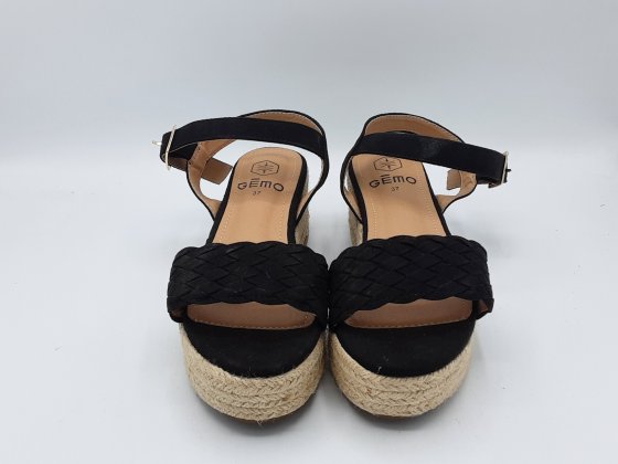Compensées à corde Gémo 37 textile noir de seconde main