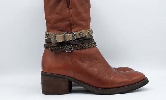 Bottine haute en cuir cognac de seconde main