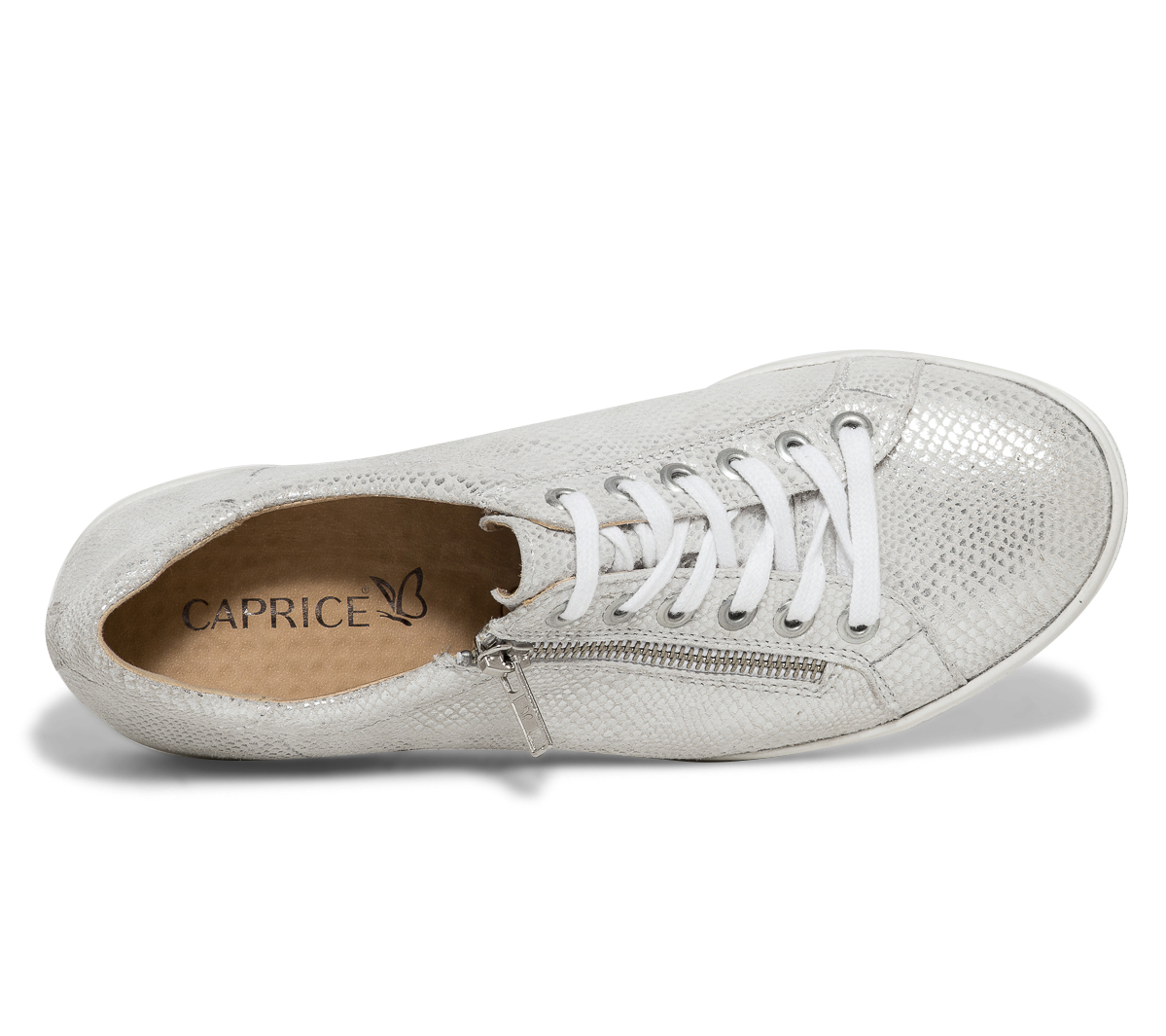 Tennis CAPRICE argent à effet python