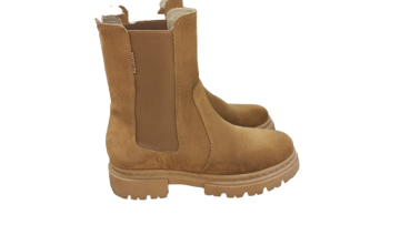 Boots croûte de cuir beige de seconde main