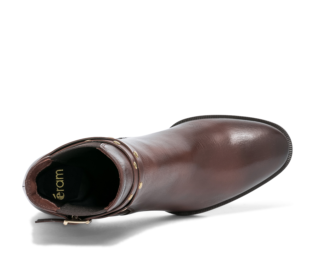 Chelsea boots cognac en cuir éco-conçu à brides cloutées