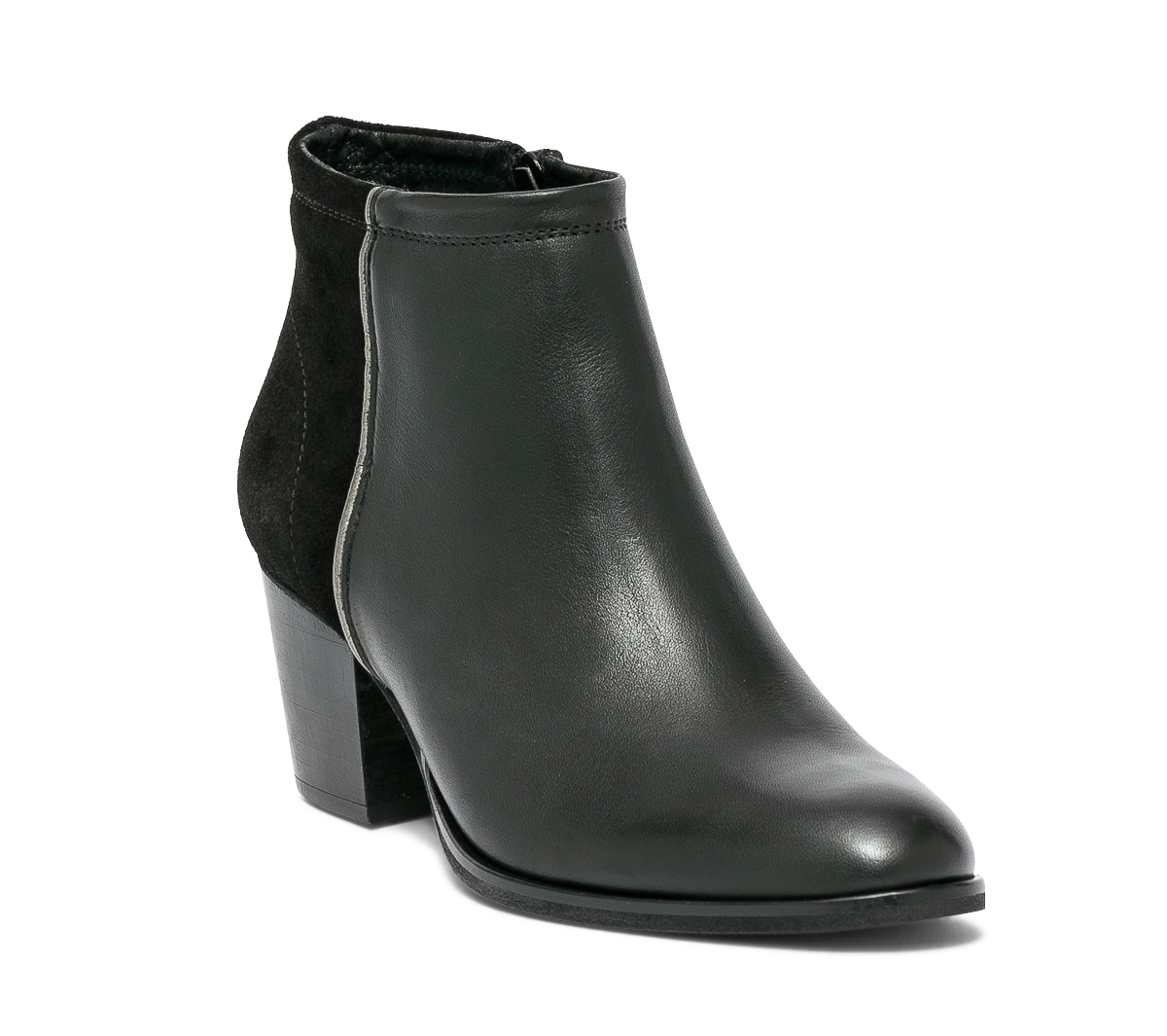 Boots noir en cuir et cuir velours