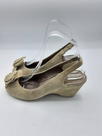 sandales compensées de seconde main beige