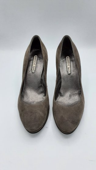 BALLERINE A TALON CUIR VELOURS GRISE DONNA PIU DE SECONDE MAIN