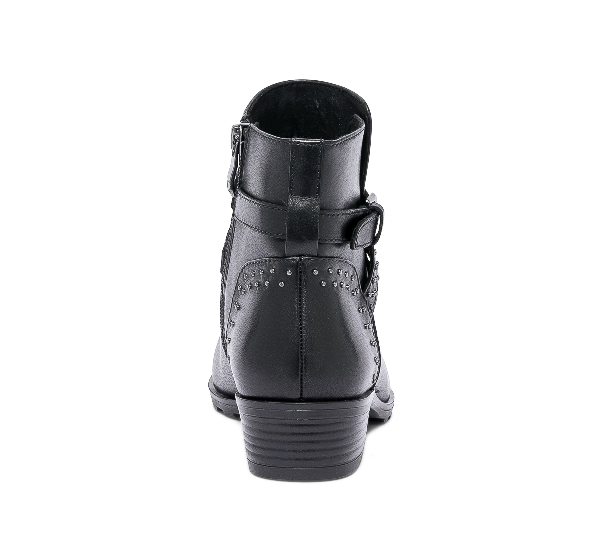 Boots CAPRICE noir en cuir à brides cloutées