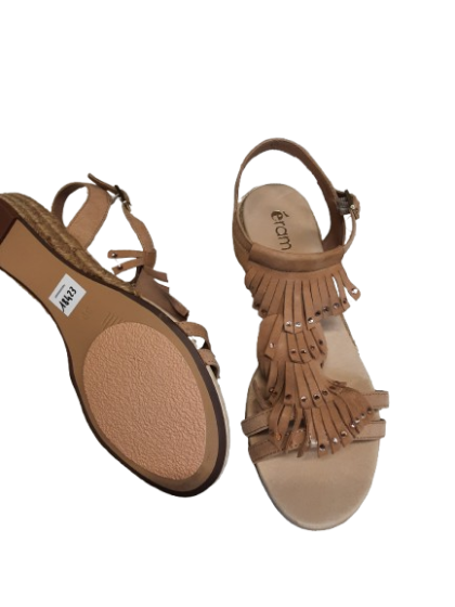 Sandales petit talon compensés -Cuir Beige - ERAM T39 de seconde main