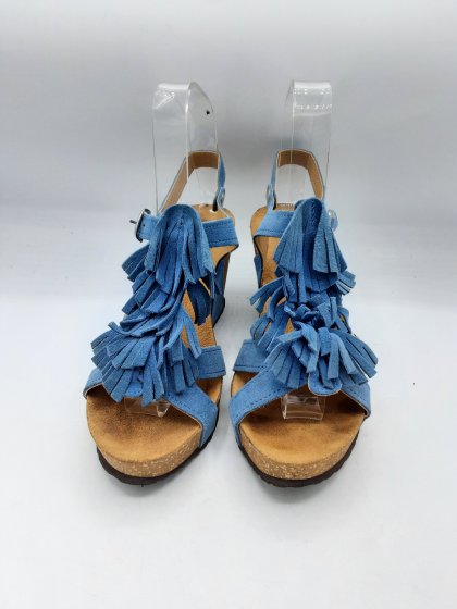 Sandales compensées COCO & ABRICOT bleues de seconde main