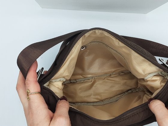 Sac a main marron bandoulière textile de seconde main