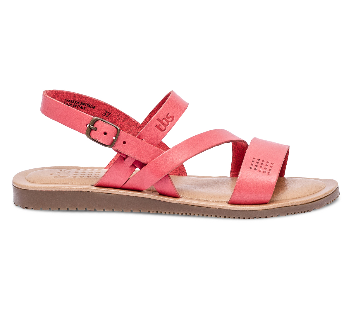 Sandale TBS rouge en cuir