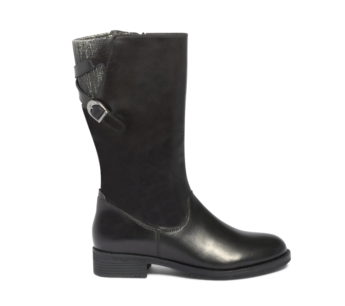 Botte noire en cuir avec bride arrière