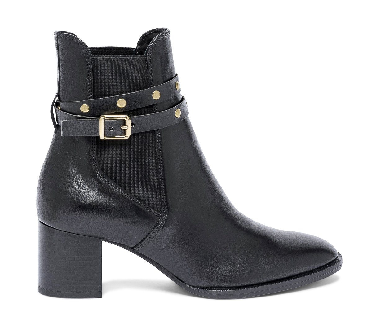 Chelsea boots noir en cuir éco-conçu à brides cloutées