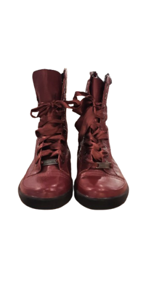 Bottine plate a lacets bordeaux